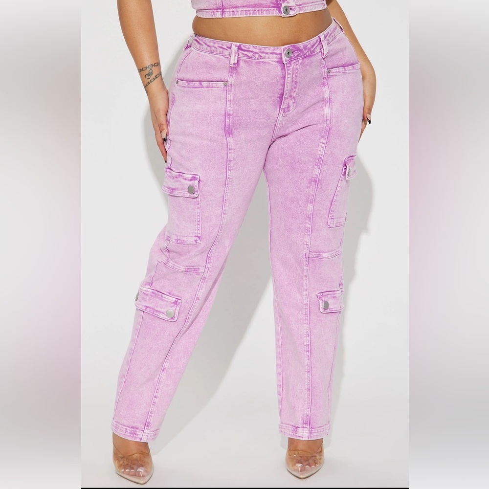 Fashion Nova Curve Plus Size Pink Denim Set - Picture 2 of 16